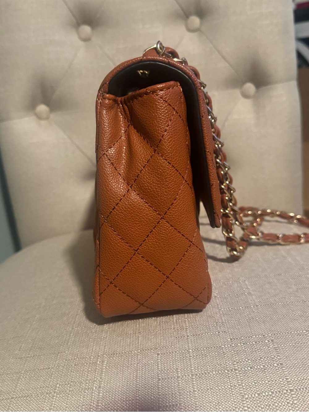 Ello Classy Brown Quilted Chain Shoulder Bag w/ Turn‑Lock Closure NWT - Picture 5 of 13